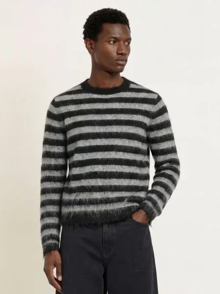 Allsaints Svetr Harry S Mohérem šedá černá