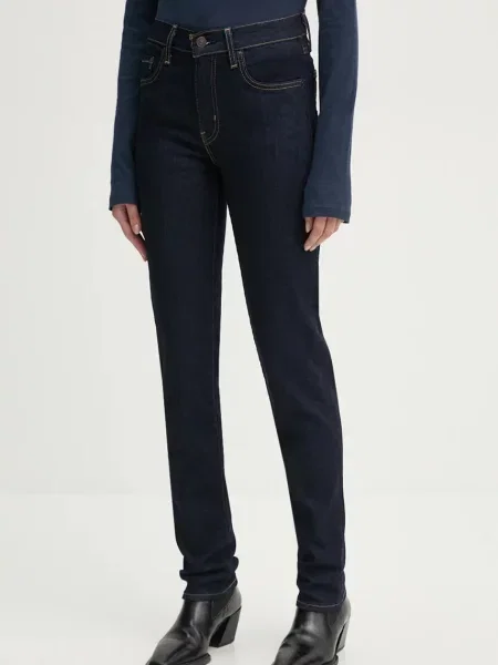 Levi's jeansy HIGH RISE STRAIGHT granatowy