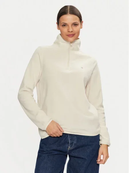 Jopa iz flisa Tommy Jeans iz flisa bež