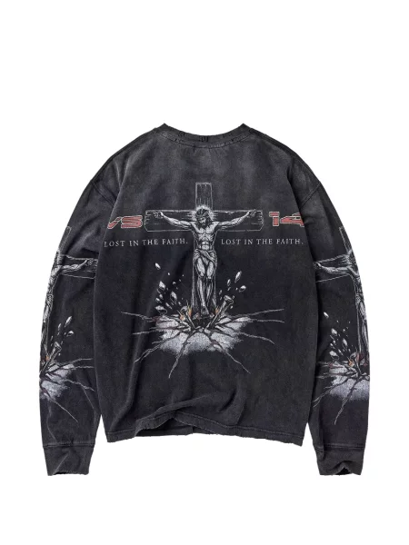 Lung tricou Vale cu imagine negru
