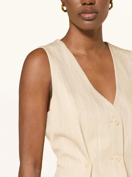 Claudie Pierlot Kamizelka Blezerowa Z Lnem beige beżowa