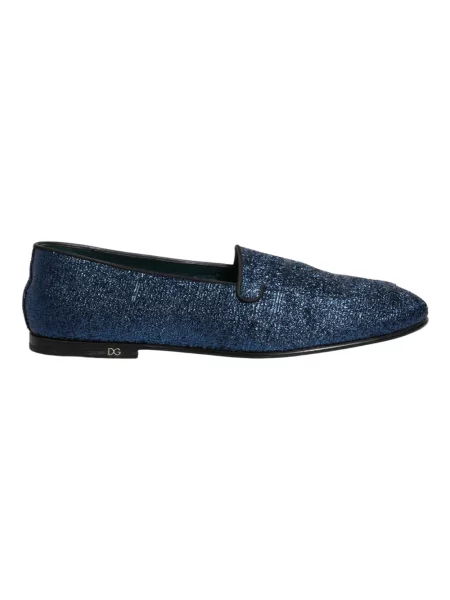 Półbuty Dolce And Gabbana skórzane z logo niebieskie