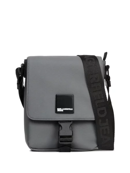 Чанта през рамо Karl Lagerfeld Jeans с автограф сиво