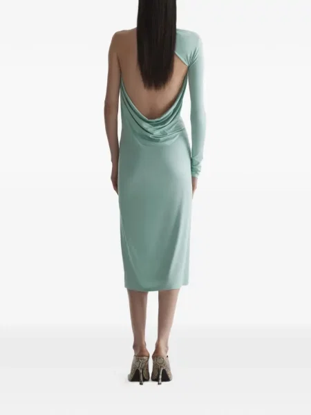 Rochie Mugler drapată de costum albastru