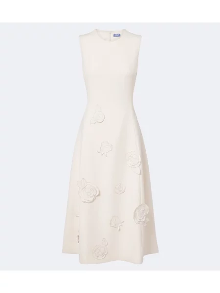 Rochie midi Leo Lin cu model floral alb