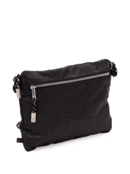 Jacquard crossbody torba Fendi s autogramom crna