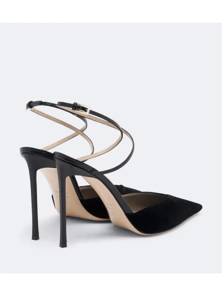 Pantofi cu toc Tom Ford de catifea slingback negru