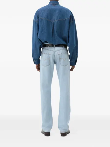 Blugi drepți Versace albastru