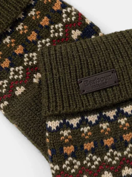 Шерстяные перчатки Barbour зеленые