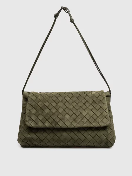 Замшевая сумка Bottega Veneta зеленая