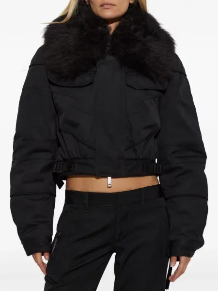 Gulerat decupat geacă Dsquared2 cu blană negru