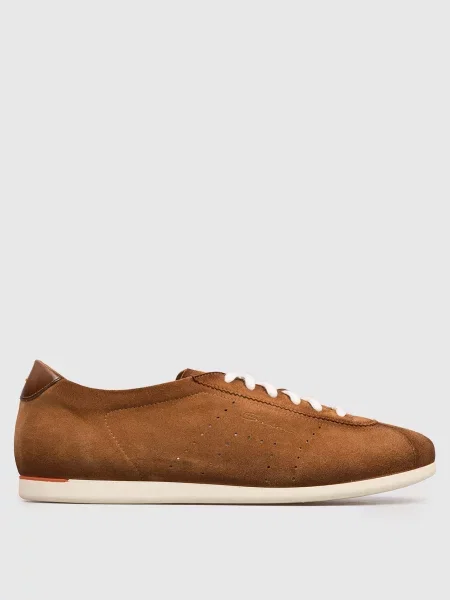 Замшеві кросівки з перфорацією Santoni коричневі