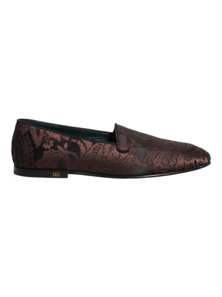 Półbuty Dolce And Gabbana skórzane wsuwane brązowe