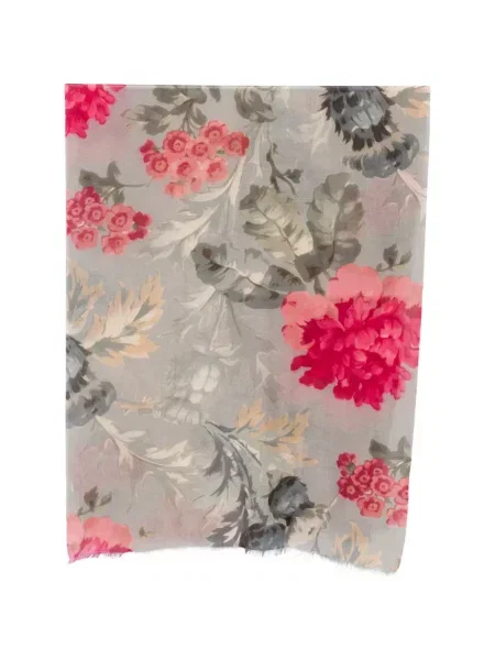 Fular Mouleta cu model floral cu imagine gri