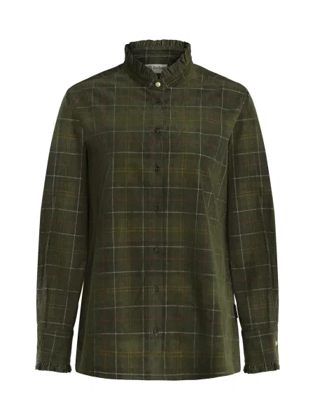 Barbour Blúzka Barbour Shae tmavozelená / hrdzavo červená biela