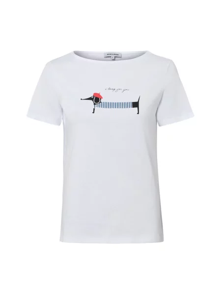 T-shirt z nadrukiem z motywem i okrągłym dekoltem More & More biała