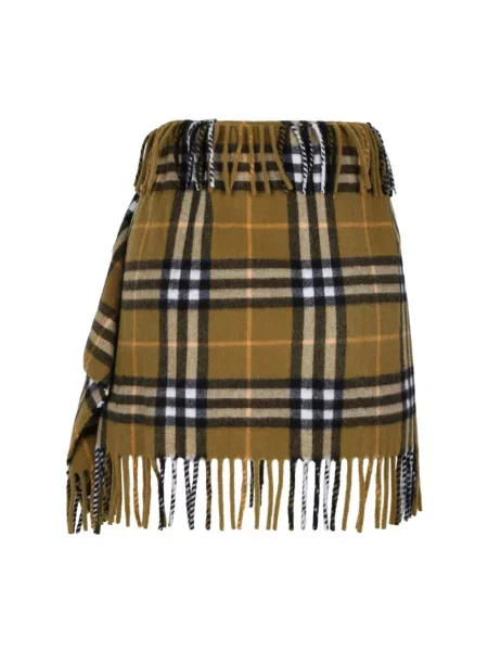 Spódnica Burberry z kaszmiru w kratkę zielona