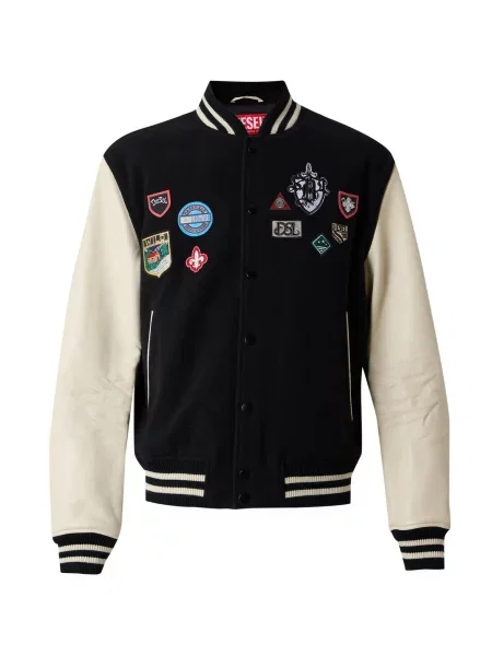 DIESEL Geacă de primăvară-toamnă L-ARRY-PATCH bej deschis / albastru / roșu negru