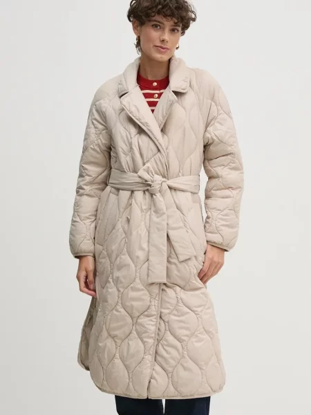 Палто OUI преходен модел с уголемена кройка бежово