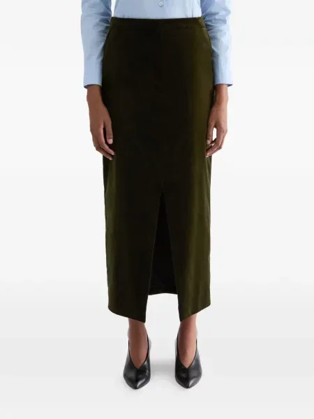 Fustă midi Jil Sander de catifea verde