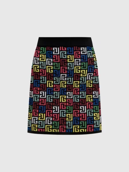 Спідниця міні у візерунок монограми Balmain чорна