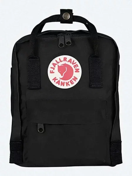 Маленький мини рюкзак Fjallraven с аппликацией черный