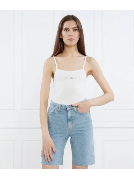 Top din denim Tommy Jeans alb