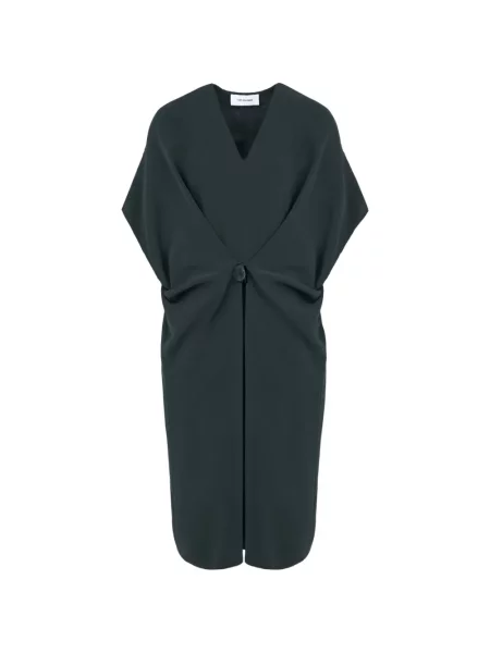 Rochie Yves Salomon de mătase drapată verde