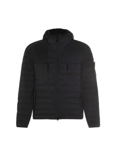 Kurtka puchowa Stone Island z kapturem z kamieniami niebieska