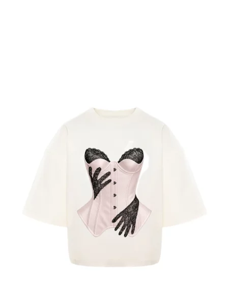 Tricou Hamza cu imagine din dantelă alb