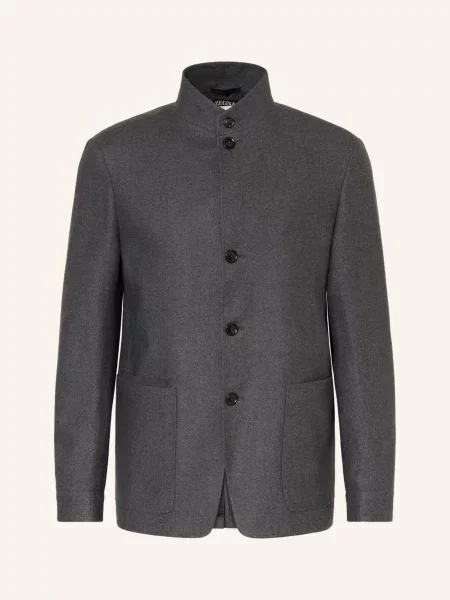 Zegna Marynarka Regular Fit Z Jedwabiem grau