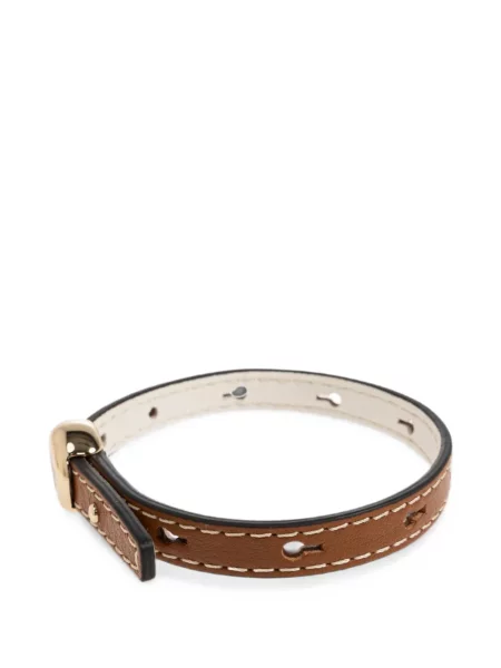 Brăţară Tory Burch din piele cu autograf maro