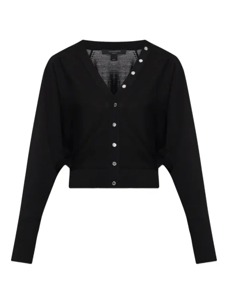 Pstryknąć kardigan Allsaints czarny