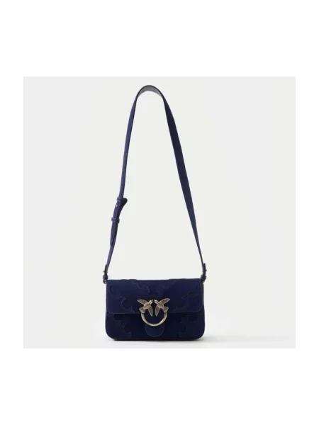 Semišová crossbody kabelka Pinko fialová