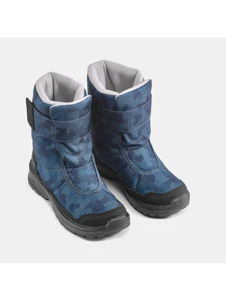 Buty turystyczne dla dzieci Quechua Warm zapinane na rzep wodoodporne niebieskie
