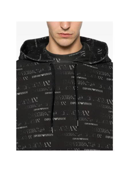 Bluza z kapturem Emporio Armani z kapturem niebieska
