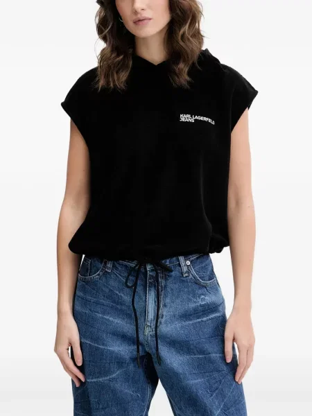 Hanorac cu glugă Karl Lagerfeld Jeans cu imagine cu cordon negru