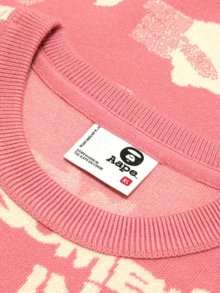 Pulover Aape By A Bathing Ape cu decolteu rotund roz