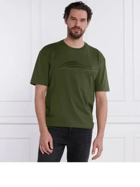 BOSS GREEN Tricou Tee Titanium verde