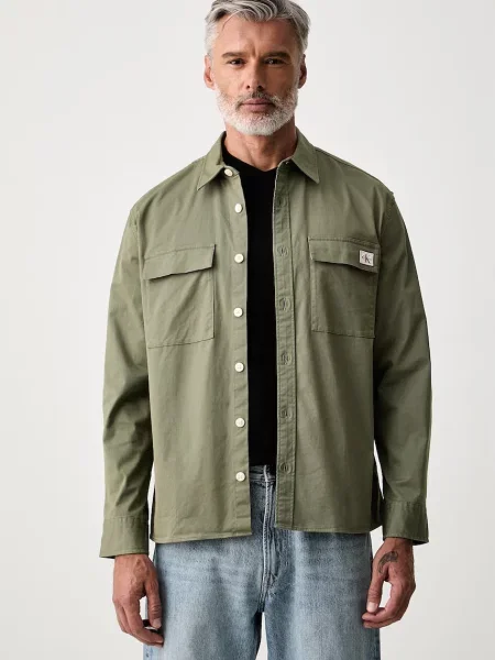 Calvin Klein Jeans cămașă safari pentru bărbați din cu verde