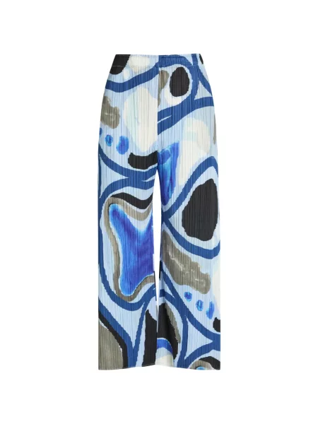 Decupat pantaloni Pleats Please Issey Miyake cu imagine cu imprimeu abstract albastru