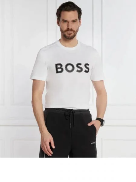 BOSS GREEN Tricou Tee 1 alb