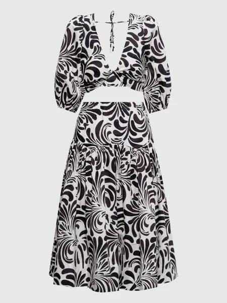 Костюм з топа та спідниці в контрастний принт Twinset бежева