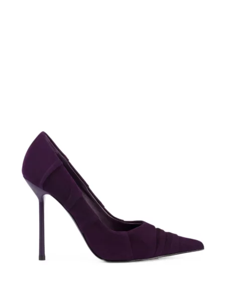 Pantofi cu toc Le Silla din piele de căprioară drapate violet