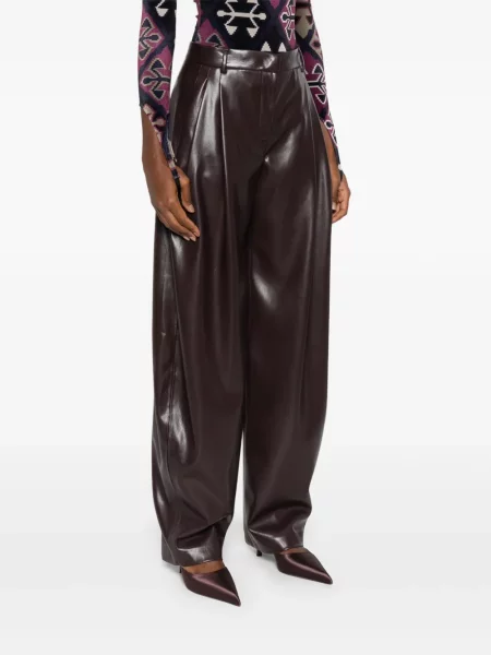 Pantaloni The Andamane din piele plisate violet