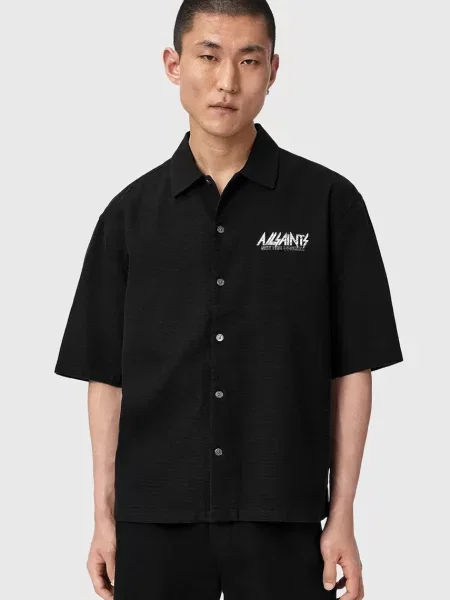 AllSaints cămașă pentru bărbați cu lyocell SYNTH negru
