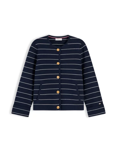 TOMMY HILFIGER Geacă tricotată crem / închis albastru