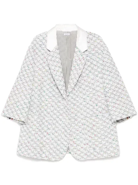 Sacou Thom Browne din tweed gri