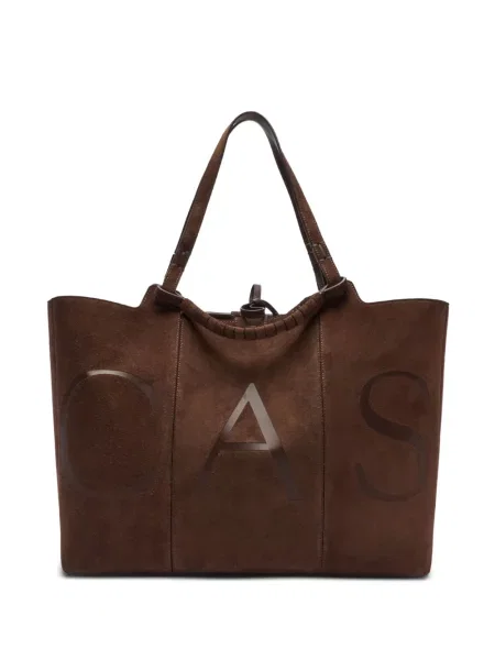 Geantă shopper Casadei din piele de căprioară maro
