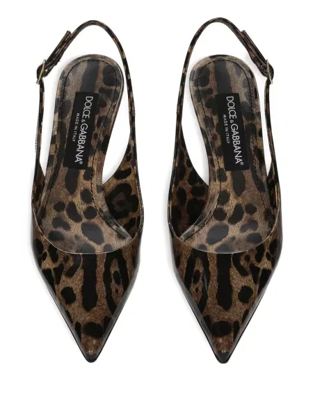 Pantofi cu toc Dolce & Gabbana cu imagine cu model leopard slingback maro